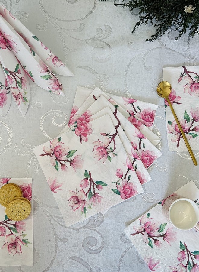 Importer AM Pink Magnolia Flowers Paper Napkins Tissue for Decoupage Luncheon Disposable -13" x 13" (Unfolded) Magnolia Springs - Image 2